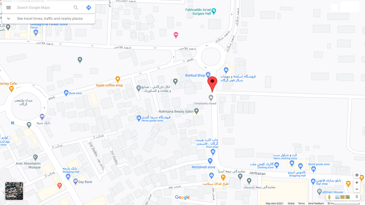 آدرس فروشگاه نارگیل مارکت در نقشه گوگل